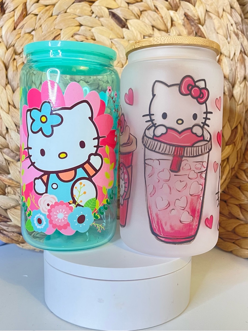 Hello Kitty Pink & Turquoise Decorative Drink Jars
